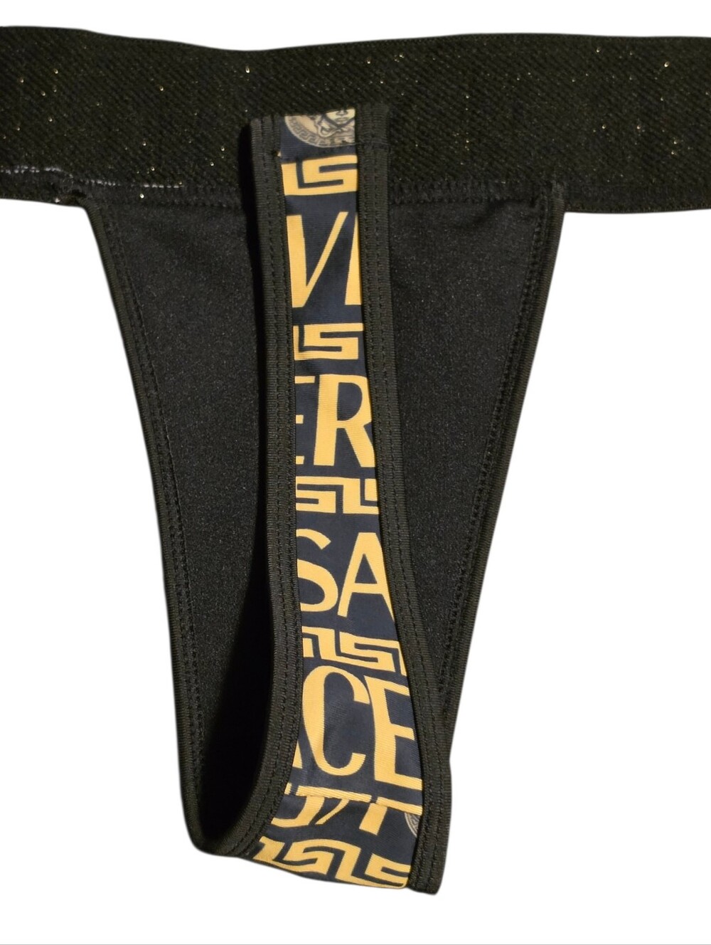 NWT Versace Black & Gold Greca Logo Bikini Thong Set Size XL - Picture 9 of 16